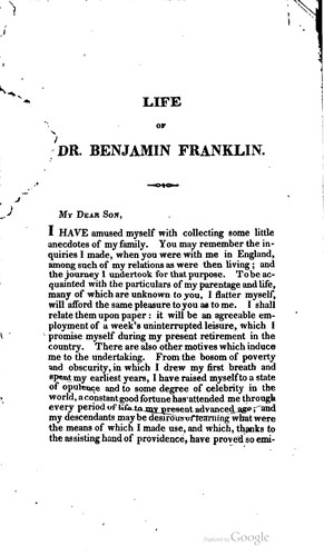 Benjamin Franklin: The life of the late Dr. Benjamin Franklin (1823, Starr & Niles)